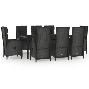 Cisternino 9-delige Tuinset met kussens poly rattan zwart en grijs Cisternino 9-delige Tuinset met kussens poly rattan zwart en grijs