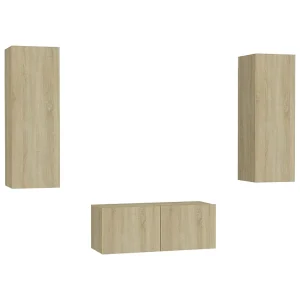 Deadwood 3-delige Tv-meubelset bewerkt hout sonoma eikenkleurig Deadwood 3-delige Tv-meubelset bewerkt hout sonoma eikenkleurig
