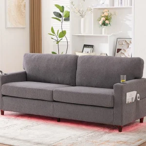 Comfortabele 2-zitsbank – Chenille Fluwelen Bank met USB/Type-C Poorten en RGB LED – Afstandsbediening – Antracietgrijs – Voor Woonkamer, Lounge, Kantoor Comfortabele 2-zitsbank – Chenille Fluwelen Bank met USB/Type-C Poorten en RGB LED – Afstandsbediening – Antracietgrijs – Voor Woonkamer, Lounge, Kantoor