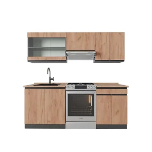 Complete keukeneenheid eik goud/antraciet 200x60x81.6 r-line