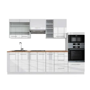 Complete keukeneenheid wit hoogglans/wit 280x60x81.6 fame-line Complete keukeneenheid wit hoogglans/wit 280x60x81.6 fame-line