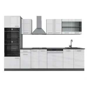 Complete keukeneenheid wit hoogglans/antraciet 300x60x81.6 r-line Complete keukeneenheid wit hoogglans/antraciet 300x60x81.6 r-line