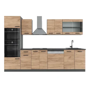 Complete keukeneenheid eik goud/antraciet 300x60x81.6 r-line Complete keukeneenheid eik goud/antraciet 300x60x81.6 r-line