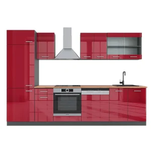 Complete keukeneenheid rood hoogglans/antraciet 300x60x81.6 r-line