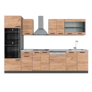 Complete keukeneenheid eik goud/antraciet 300x60x81.6 r-line Complete keukeneenheid eik goud/antraciet 300x60x81.6 r-line