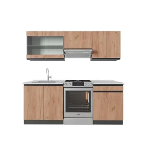 Complete keukeneenheid eik goud/antraciet 200x60x81.6 r-line