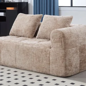 3-Zits Hoekbank in Chenille Taupe met 3 Afneembare Rugleuning en Opbergvak – Aanpasbaar Comfort 3-Zits Hoekbank in Chenille Taupe met 3 Afneembare Rugleuning en Opbergvak – Aanpasbaar Comfort