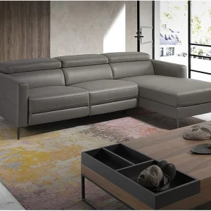 Relax chaise longue rechts bank in donkergrijs leer 6126 ANGEL CERDA Relax chaise longue rechts bank in donkergrijs leer 6126 ANGEL CERDA