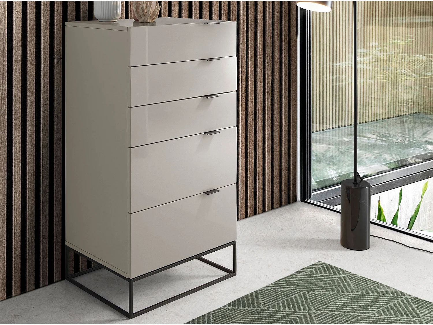 Chiffonier grijs hout en zwart staal 7019 ANGEL CERDA