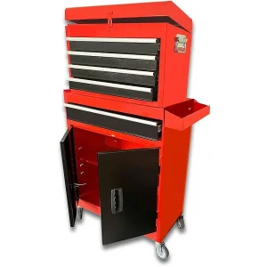 DEFPRO 7-Laden Werkplaats Gereedschapswagen met Verwijderbare Gereedschapskist – Rood Metalen Epoxy Geverfd DEFPRO 7-Laden Werkplaats Gereedschapswagen met Verwijderbare Gereedschapskist – Rood Metalen Epoxy Geverfd