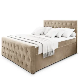 Boxspringbed FONDI 140×200 cm Set met hoofdbord, bedbodem en matras, Beige Boxspringbed FONDI 140×200 cm Set met hoofdbord, bedbodem en matras, Beige