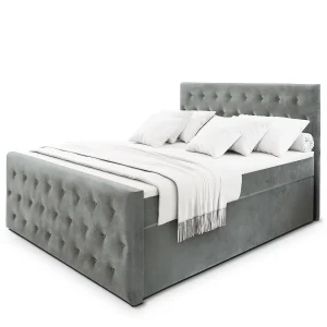 Boxspringbed FONDI 140×200 cm Set met hoofdbord, bedbodem en matras, Lichtgrijs