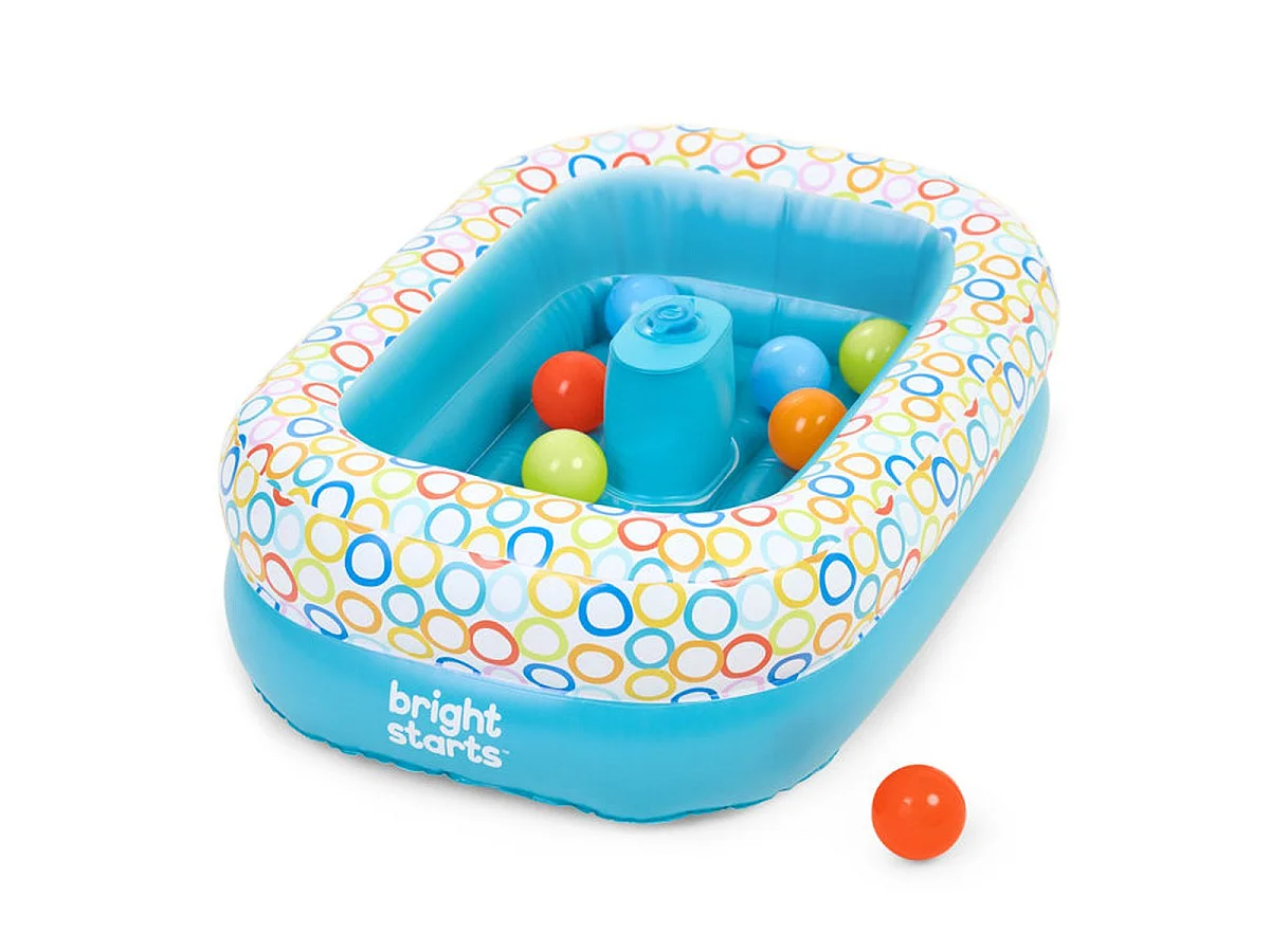 Bright Starts 2-in-1 Opblaasbaar babybad met ingebouwde pomp en 8 ballen - Blauw