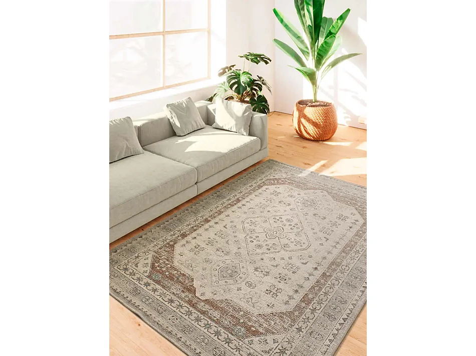 Buitentapijt - oosterse vintage - grijs / koper - 120x170 cm - LUA