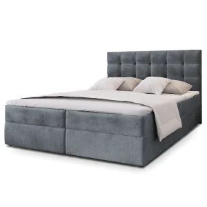 Boxspringbed GLOS 160×200 cm Set met hoofdbord, bedbodem en matras, Grijs Boxspringbed GLOS 160×200 cm Set met hoofdbord, bedbodem en matras, Grijs