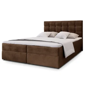 Boxspringbed GLOS 180×200 cm Set met hoofdbord, bedbodem en matras, Bruin