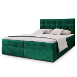 Boxspringbed GLOS 140×200 cm Set met hoofdbord, bedbodem en matras, Dennengroen Boxspringbed GLOS 140×200 cm Set met hoofdbord, bedbodem en matras, Dennengroen