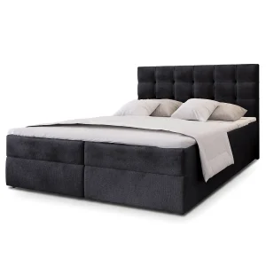 Boxspringbed GLOS 140×200 cm Set met hoofdbord, bedbodem en matras, Zwart Boxspringbed GLOS 140×200 cm Set met hoofdbord, bedbodem en matras, Zwart