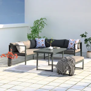 Donkergrijze Loungeset 6 Plaatsen Bank + Bank Marbella
