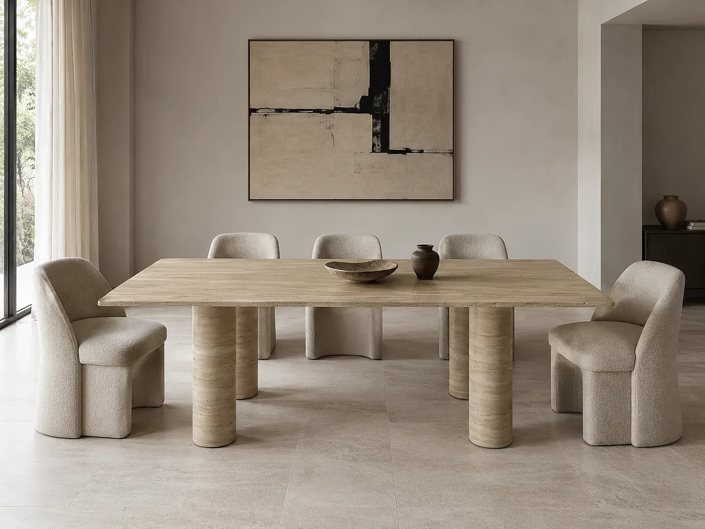BRUMA eettafel in Travertijn Premium