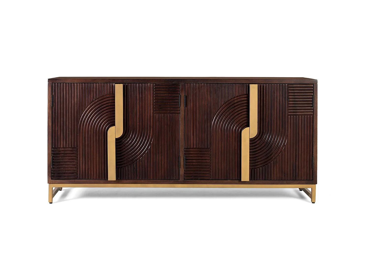 Buffet en bois massif à four portes et détails dorés