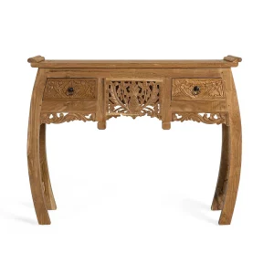 Consoletafel met twee lades van massief teakhout, 100 cm