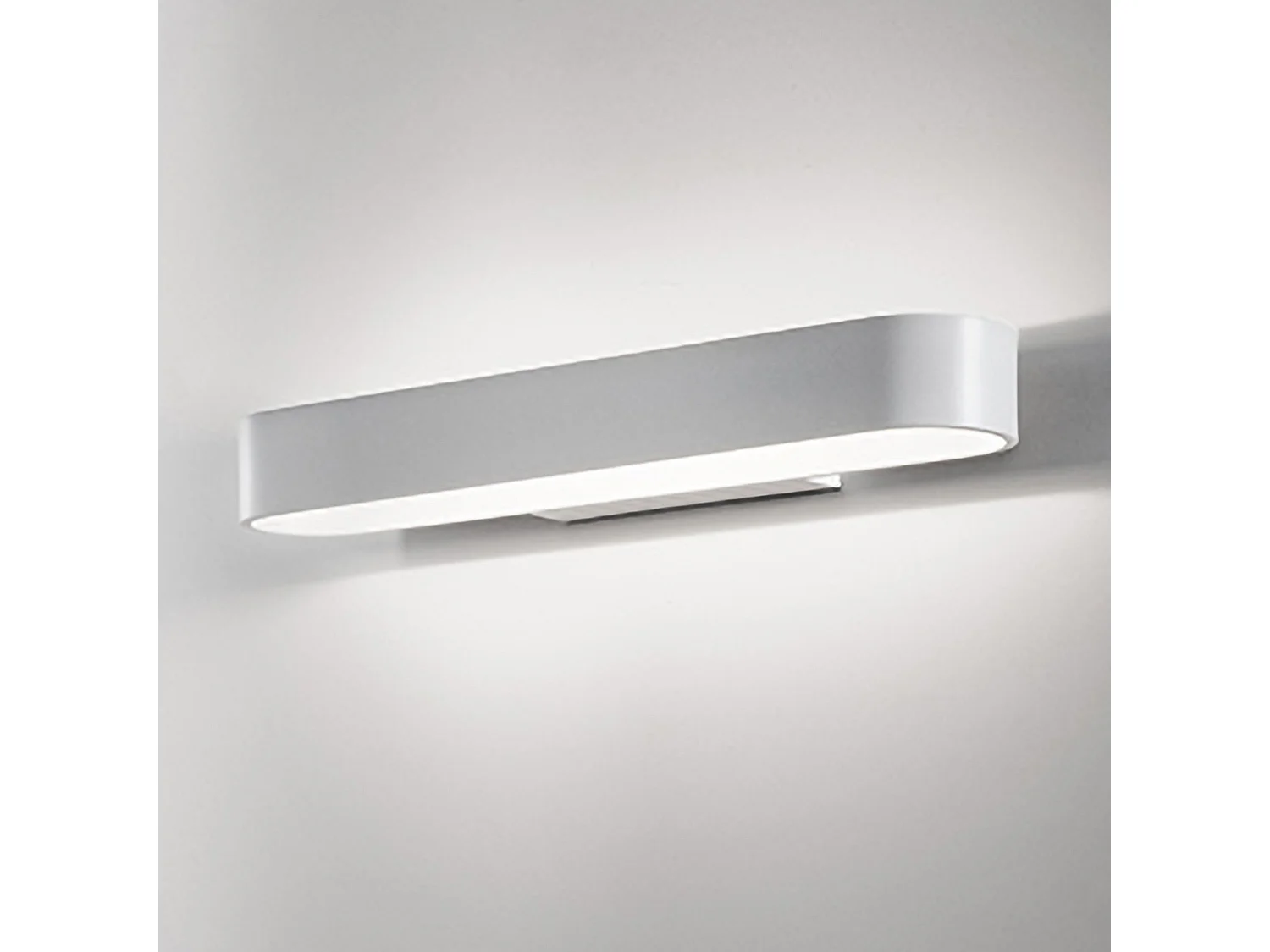 Cip wandlamp in mat wit gegoten aluminium, minimalistisch en modern design met geïntegreerde 12,5W LED-technologie, 3000K, 26x5x11 cm
