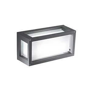 Donkergrijze aluminium IP54 wandlamp en plafondlamp met satijnglas diffuser en E27 fitting, ideaal voor sfeervolle buitenverlichting rondom huis. Donkergrijze aluminium IP54 wandlamp en plafondlamp met satijnglas diffuser en E27 fitting, ideaal voor sfeervolle buitenverlichting rondom huis.