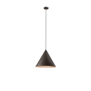 Conische hanglamp van metaal en gepoedercoat aluminium in metallic grijs en bruin, diameter 40 cm, 1 x E27 MAX 60W – Perenz