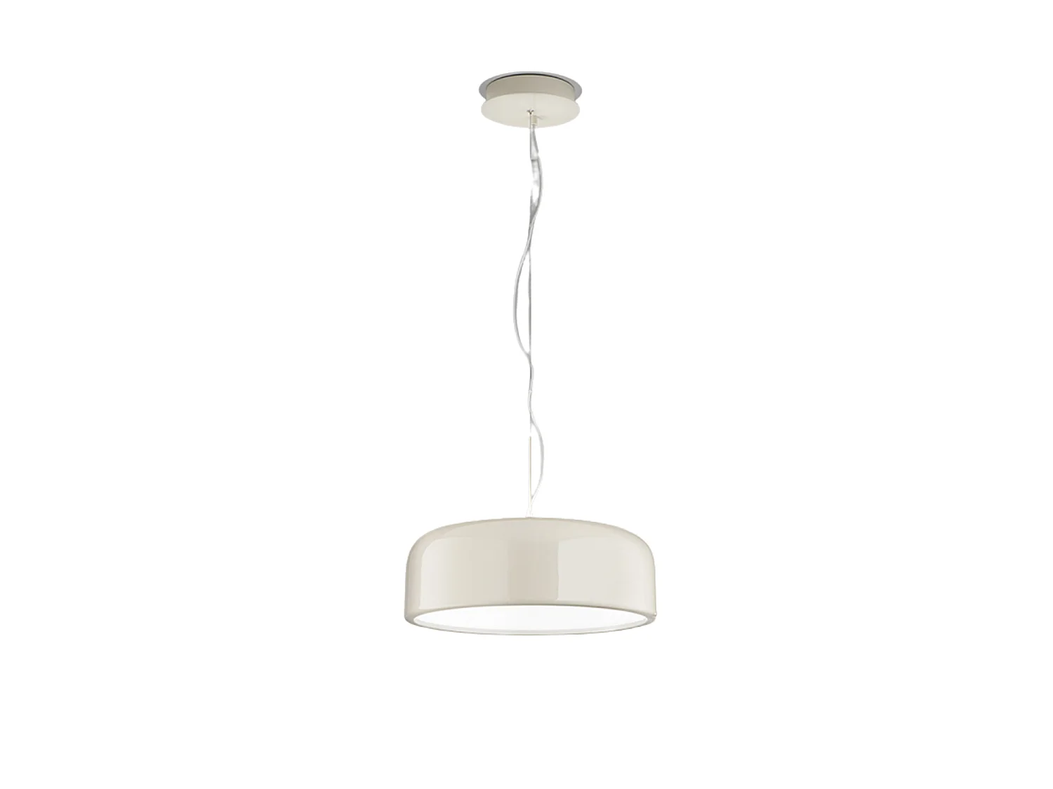 Crèmewitte glanzende metalen hanglamp met geïntegreerde dimbare LED-technologie, CCT 50W, diameter 60 cm - Perenz