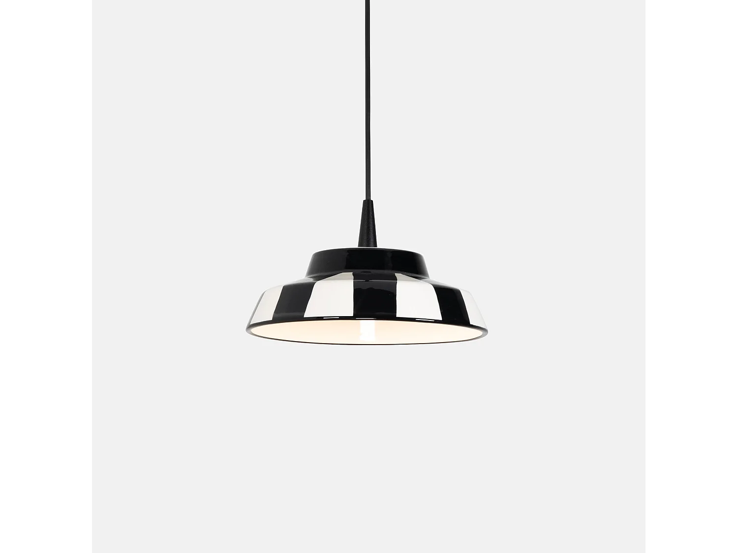 Circus LED-hanglamp in zwart-wit keramiek, diameter 24 cm, TRIAC LED-lichtbron 2700K 8W, ideaal voor binnen.