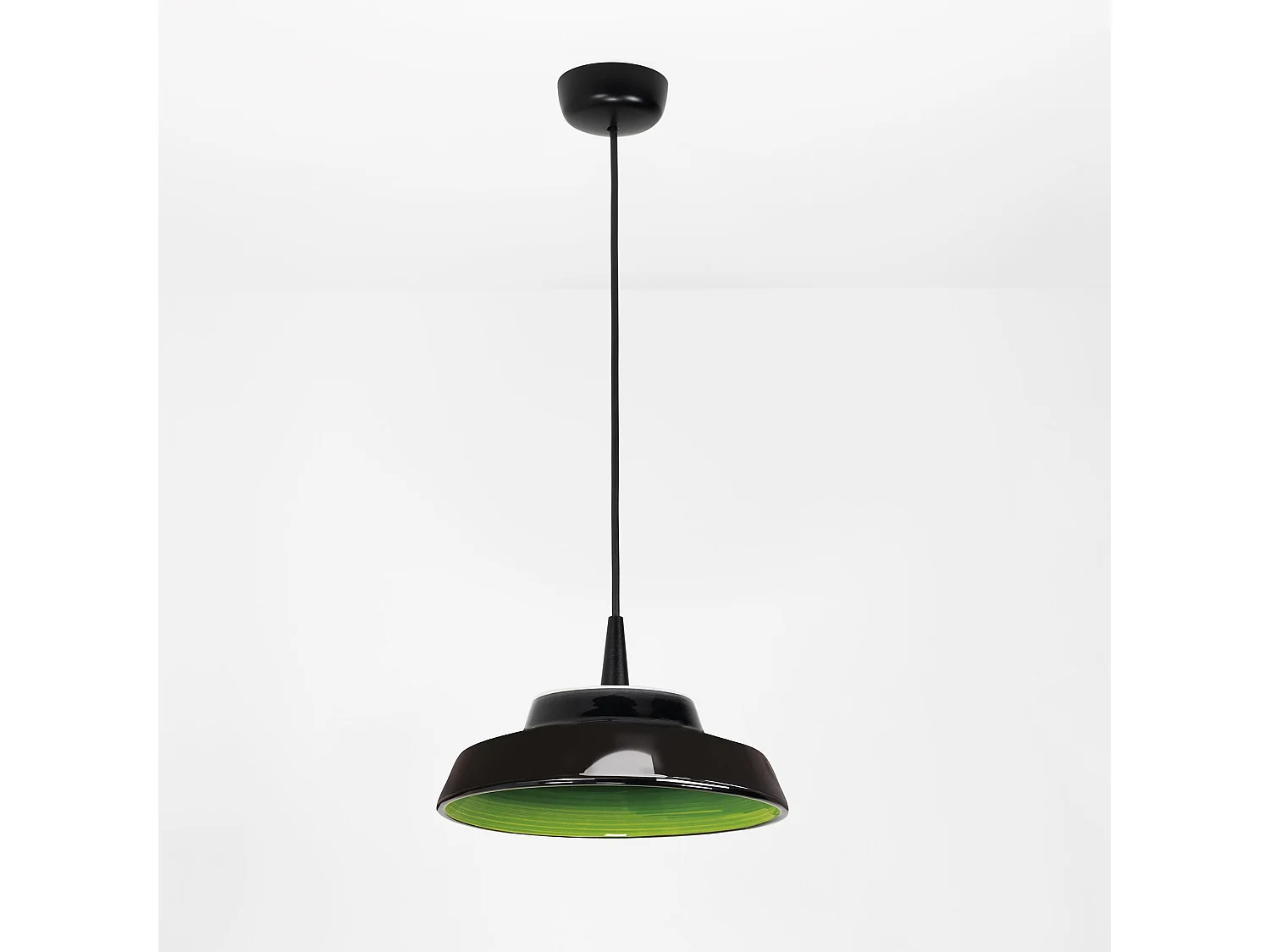 Circus Black LED-hanglamp, handgemaakte groene keramische diffuser, TRIAC-dimbaar, hoogte 300 cm, 8W, CRI 90, IP40, Italiaans design