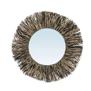De Raffia Fringe Spiegel – Natuurlijk Zwart – M_40 De Raffia Fringe Spiegel – Natuurlijk Zwart – M_40