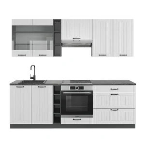 Complete keukeneenheid landhuis wit/antraciet 235x46x81.6 fame-line Complete keukeneenheid landhuis wit/antraciet 235x46x81.6 fame-line