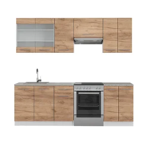 Complete keukeneenheid eik goud/wit 240x46x81.6 fame-line Complete keukeneenheid eik goud/wit 240x46x81.6 fame-line