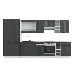 Complete keukeneenheid antraciet landhuis/wit 355x46x81.6 fame-line Complete keukeneenheid antraciet landhuis/wit 355x46x81.6 fame-line