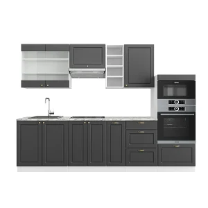 Complete keukeneenheid antraciet landhuis/wit 280x46x81.6 fame-line Complete keukeneenheid antraciet landhuis/wit 280x46x81.6 fame-line