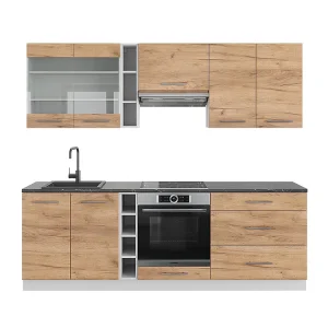 Complete keukeneenheid eik goud/wit 235x46x81.6 fame-line Complete keukeneenheid eik goud/wit 235x46x81.6 fame-line
