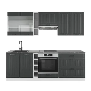 Complete keukeneenheid antraciet landhuis/wit 235x46x81.6 fame-line Complete keukeneenheid antraciet landhuis/wit 235x46x81.6 fame-line