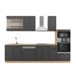 Complete keukeneenheid antraciet landhuis/goud kraft eik 300x46x81.6 fame-line Complete keukeneenheid antraciet landhuis/goud kraft eik 300x46x81.6 fame-line