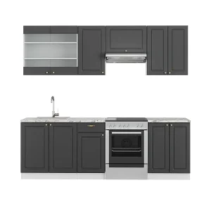 Complete keukeneenheid antraciet-goud/wit 240x46x81.6 fame-line Complete keukeneenheid antraciet-goud/wit 240x46x81.6 fame-line