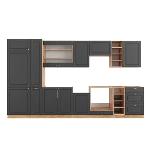 Complete keukeneenheid antraciet landhuis/goud kraft eik 355x46x81.6 fame-line Complete keukeneenheid antraciet landhuis/goud kraft eik 355x46x81.6 fame-line