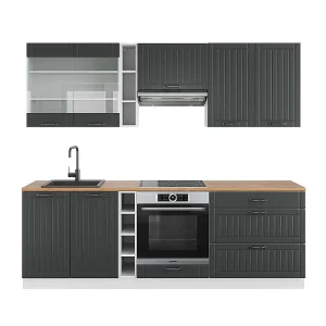 Complete keukeneenheid antraciet landhuis/wit 235x60x81.6 fame-line Complete keukeneenheid antraciet landhuis/wit 235x60x81.6 fame-line