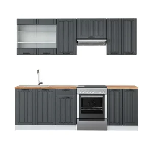 Complete keukeneenheid antraciet landhuis/wit 240x60x81.6 fame-line Complete keukeneenheid antraciet landhuis/wit 240x60x81.6 fame-line