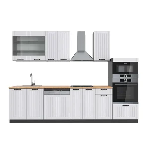 Complete keukeneenheid landhuis wit/antraciet 300x60x81.6 fame-line Complete keukeneenheid landhuis wit/antraciet 300x60x81.6 fame-line