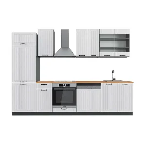 Complete keukeneenheid landhuis wit/antraciet 300x60x81.6 fame-line Complete keukeneenheid landhuis wit/antraciet 300x60x81.6 fame-line