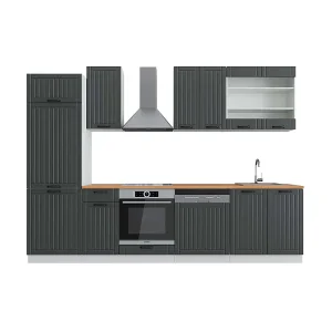 Complete keukeneenheid antraciet landhuis/wit 300x60x81.6 fame-line Complete keukeneenheid antraciet landhuis/wit 300x60x81.6 fame-line