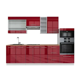 Complete keukeneenheid bordeaux hoogglans/wit 280x60x81.6 fame-line
