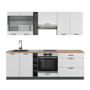 Complete keukeneenheid landhuis wit/antraciet 235x60x81.6 fame-line Complete keukeneenheid landhuis wit/antraciet 235x60x81.6 fame-line