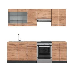 Complete keukeneenheid eik goud/antraciet 240x60x81.6 fame-line Complete keukeneenheid eik goud/antraciet 240x60x81.6 fame-line